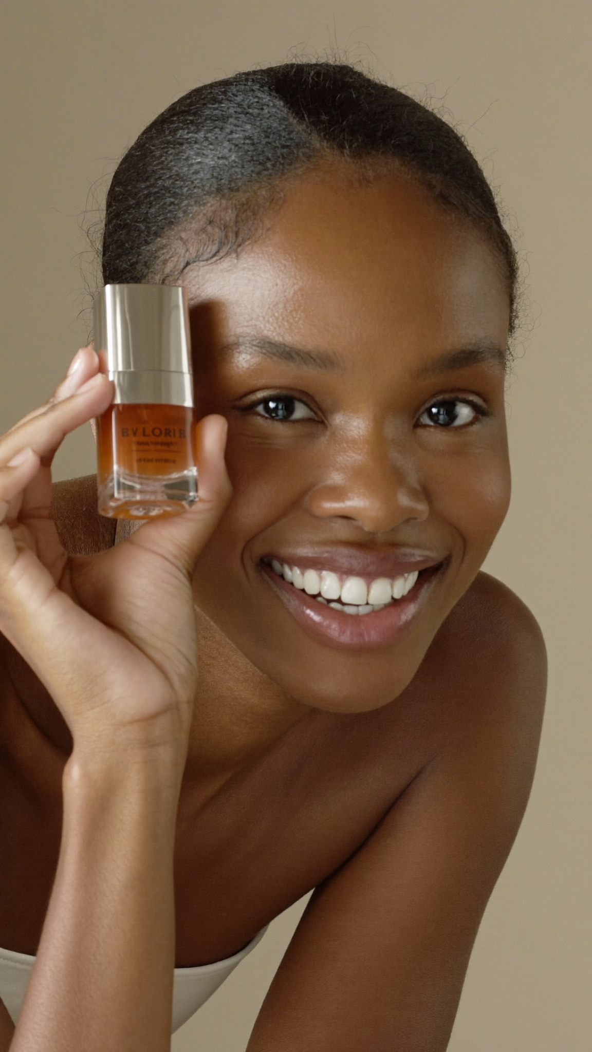 UGC creator reviewing skincare product